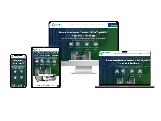 Pro West Heating & Air Conditioning website design by ThinkProfits.com