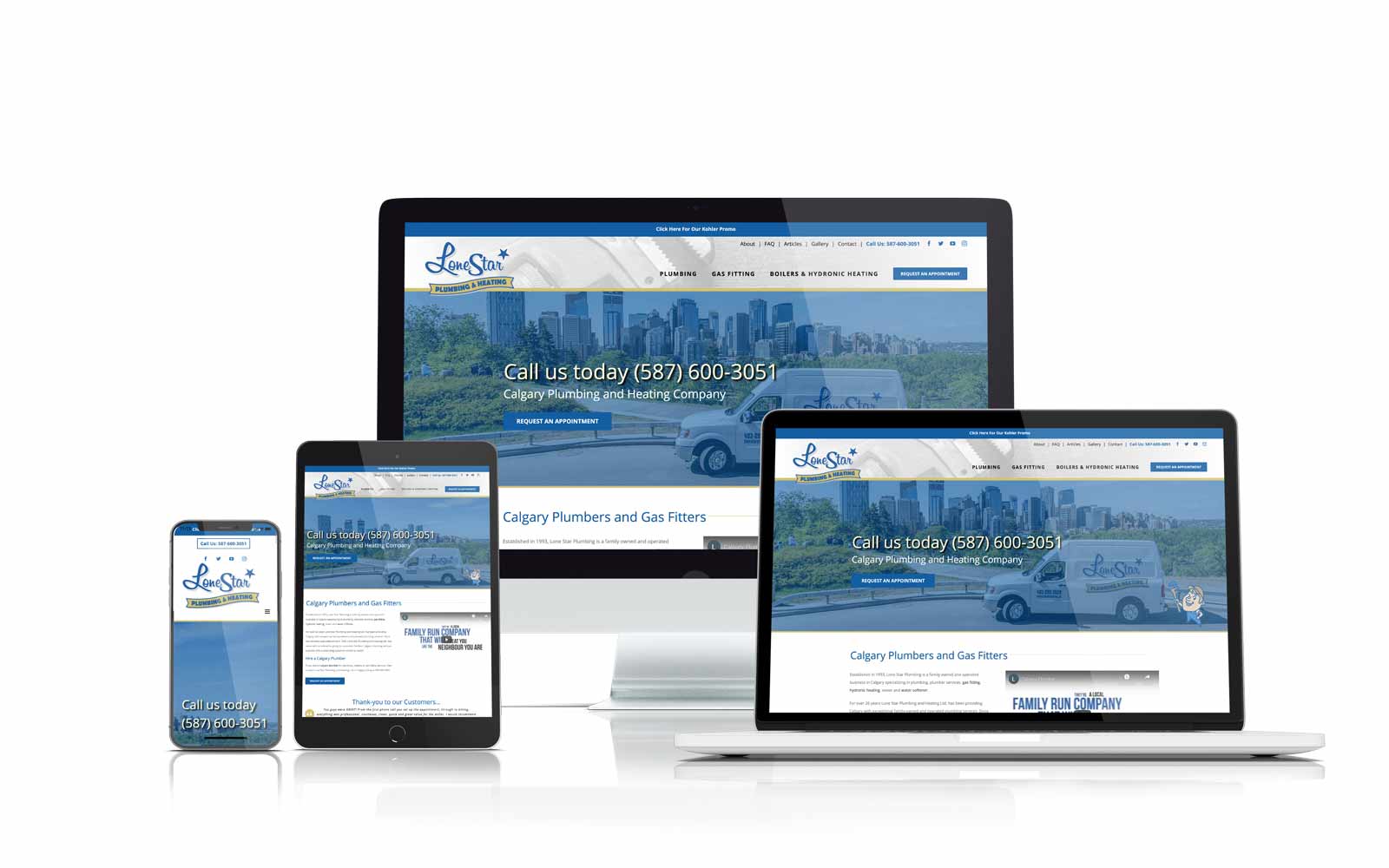 Lone Star plumbing & heating responsive website design